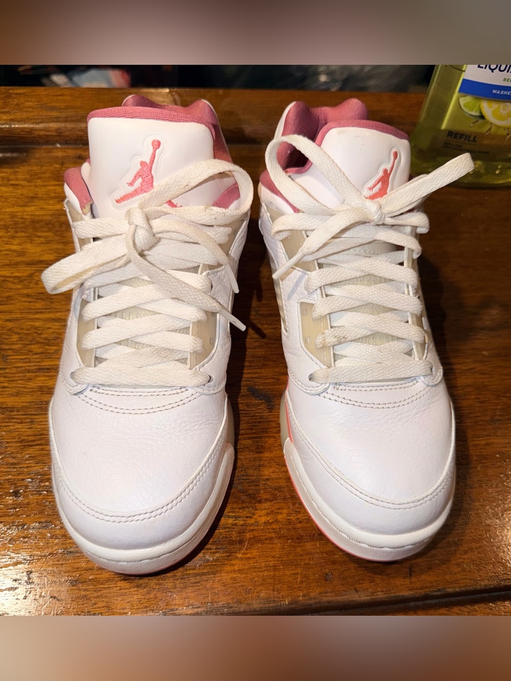 Jordan Air Jordan 5 Low GS White Pink Leather Sneakers Sz 6Y DX4390-116